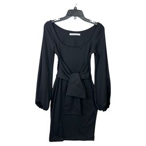 SUSANA MONACO WOMEN’S TIE FRONT BLACK PUFF SLEEVE DRESS SZ S